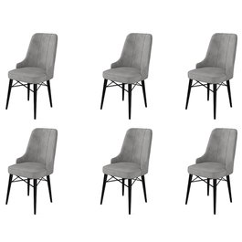 Hanah Home Juego de 6 Sillas en Gris y Negro